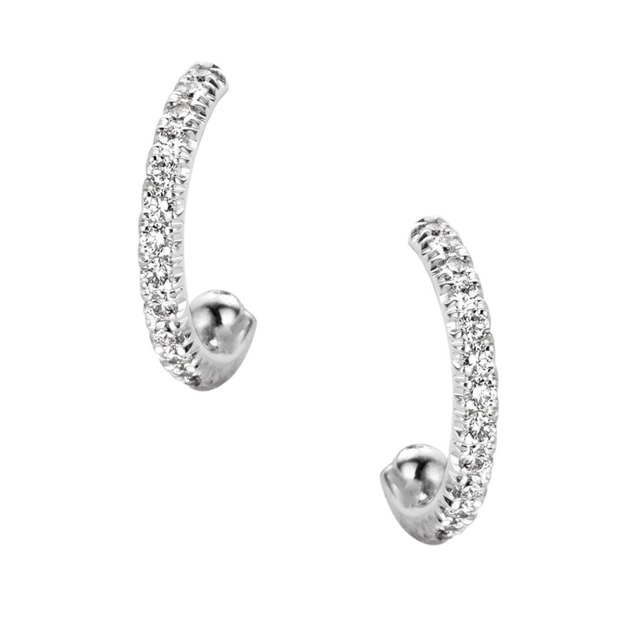 Hoop Earrings Set with Diamonds Handmade with Safety closure