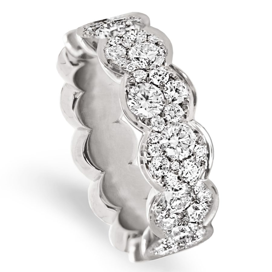 White 1.5 Carat Diamond Mosaic Set Eternity Stacking Wedding Ring