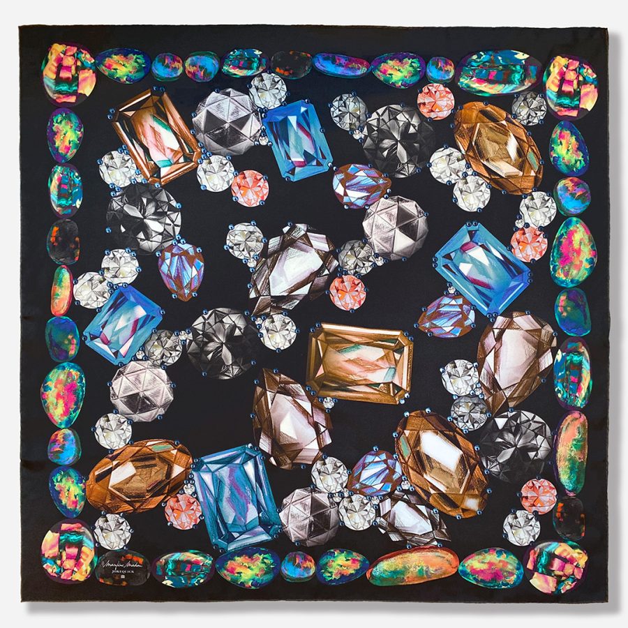 Painted Black Opal, Diamonds & Gemstones | Marylène for Joke Quick | Black Blue Cognac 90CM