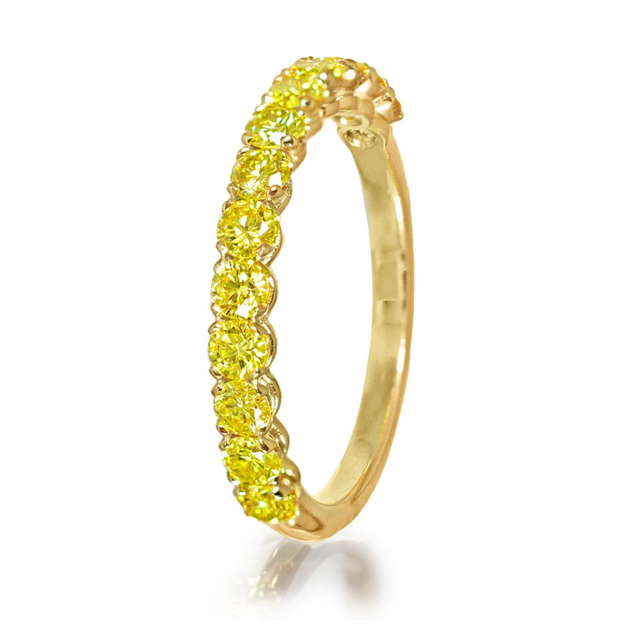 18 K Yellow Gold Alliance Ring, Lab Grown Canary Yellow Brilliant-cut Diamonds