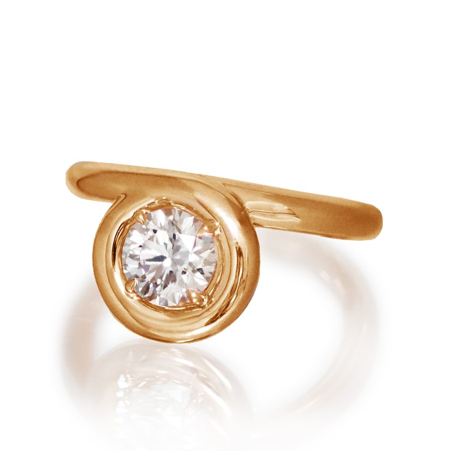 18 K Rose Gold Solitaire Ring, 1.01 ct. Lab Grown Brilliant-cut Diamond