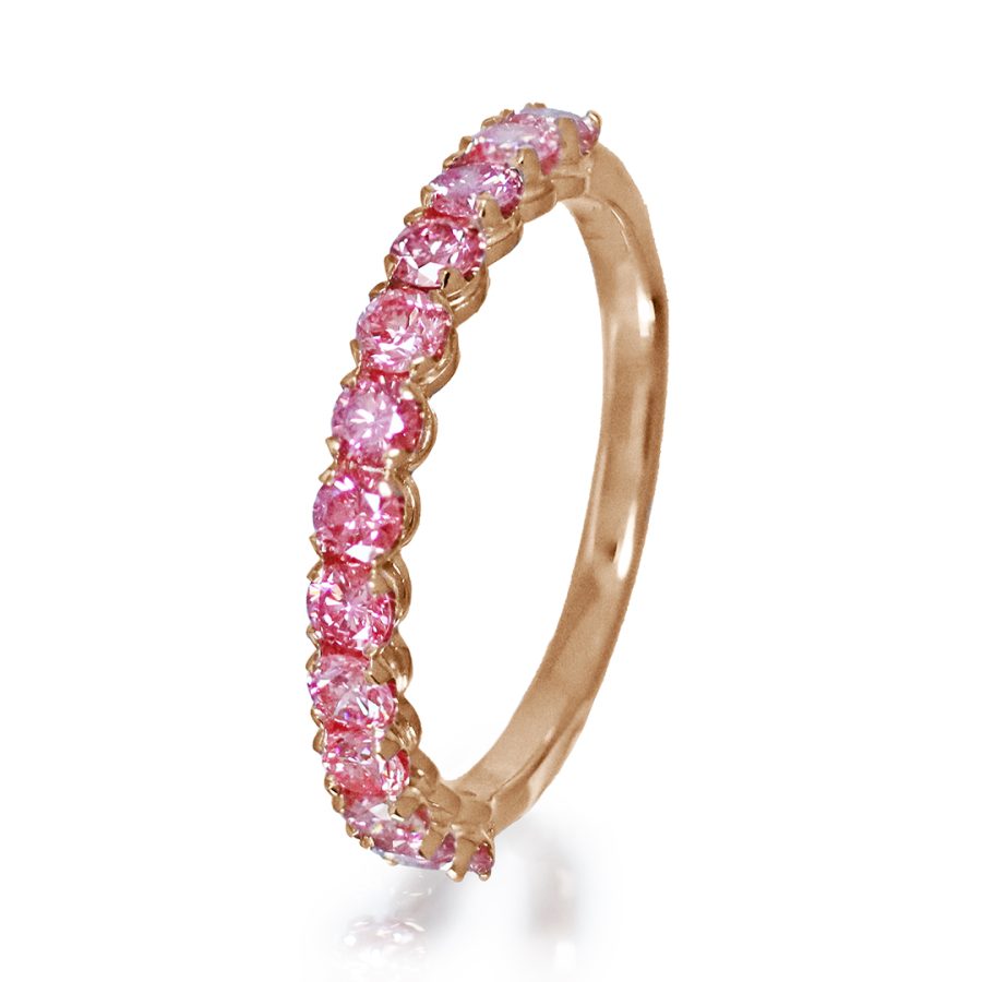 18 K Rose Gold Alliance Ring, Lab Grown Vivid Pink Brilliant-cut Diamonds