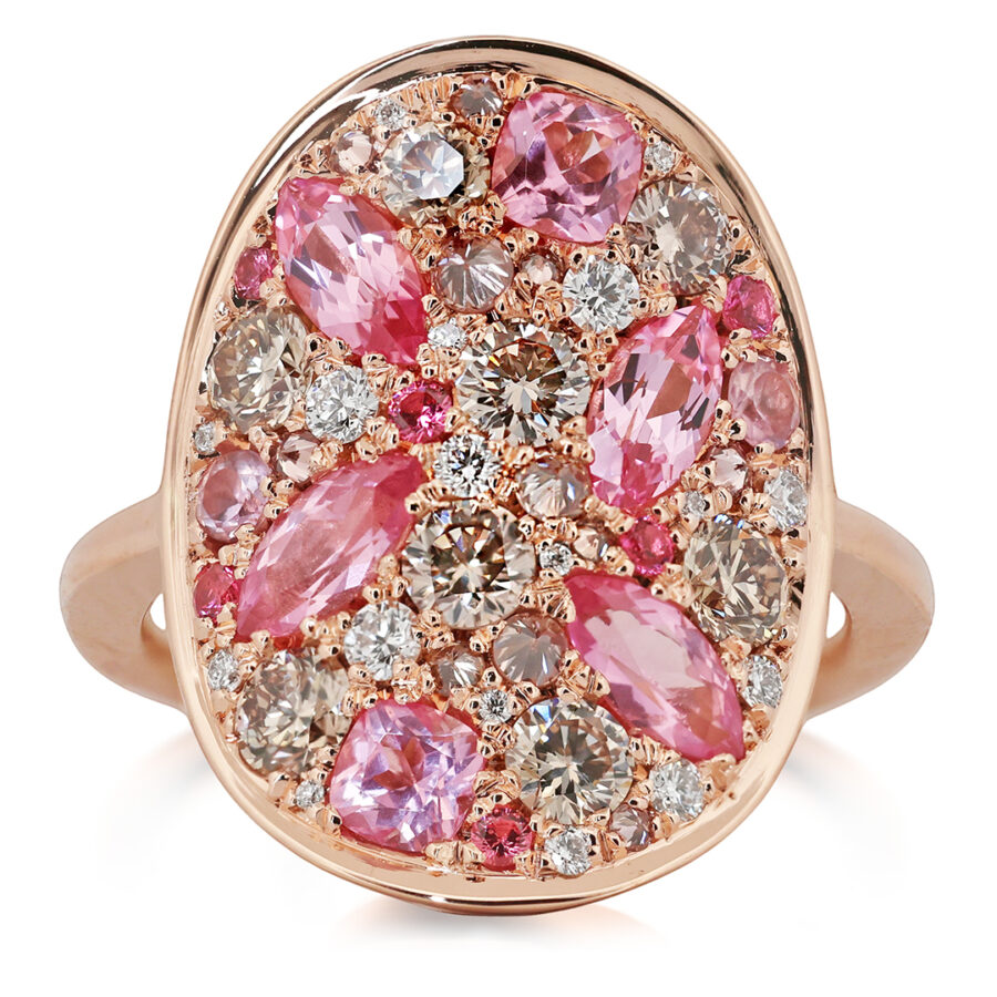 Rose Gold Intense Pink Spinel Champagne Diamond Pink Diamond Pink Sapphire Ring