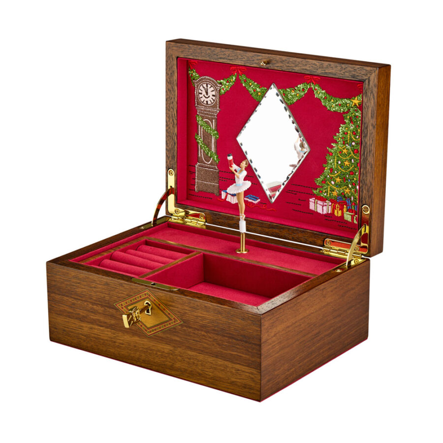 Ballet Musical Jewellery Box Nutcracker Walnut Wood