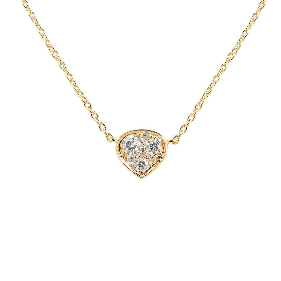 18K Yellow Gold Pavé Pendant Necklace with Brilliant-Cut + Inverted Diamonds